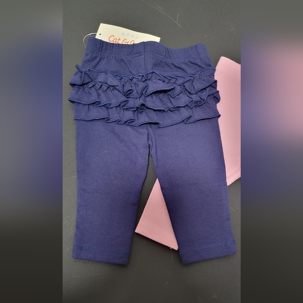 Size 0-3 Months | Cat & Jack Baby Girl Blue And Pink Tights - Picture 3 of 8